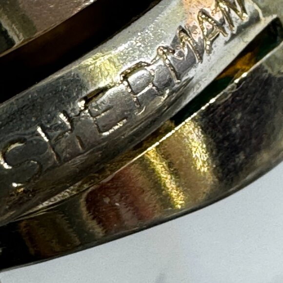 Vintage Earrings Signed "SHERMAN" Crescent Shape Round Baguette Crystals - Picture 9 of 10